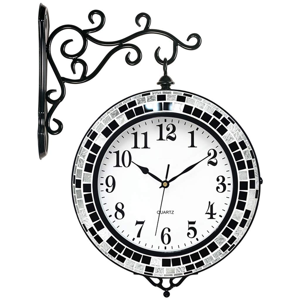 Sheng Zhanyan firms Double Sided Wall Clock, Paddington Station Clock Vintage Antique-Look Wall-mounted for Indoor Home Decor (color : White)