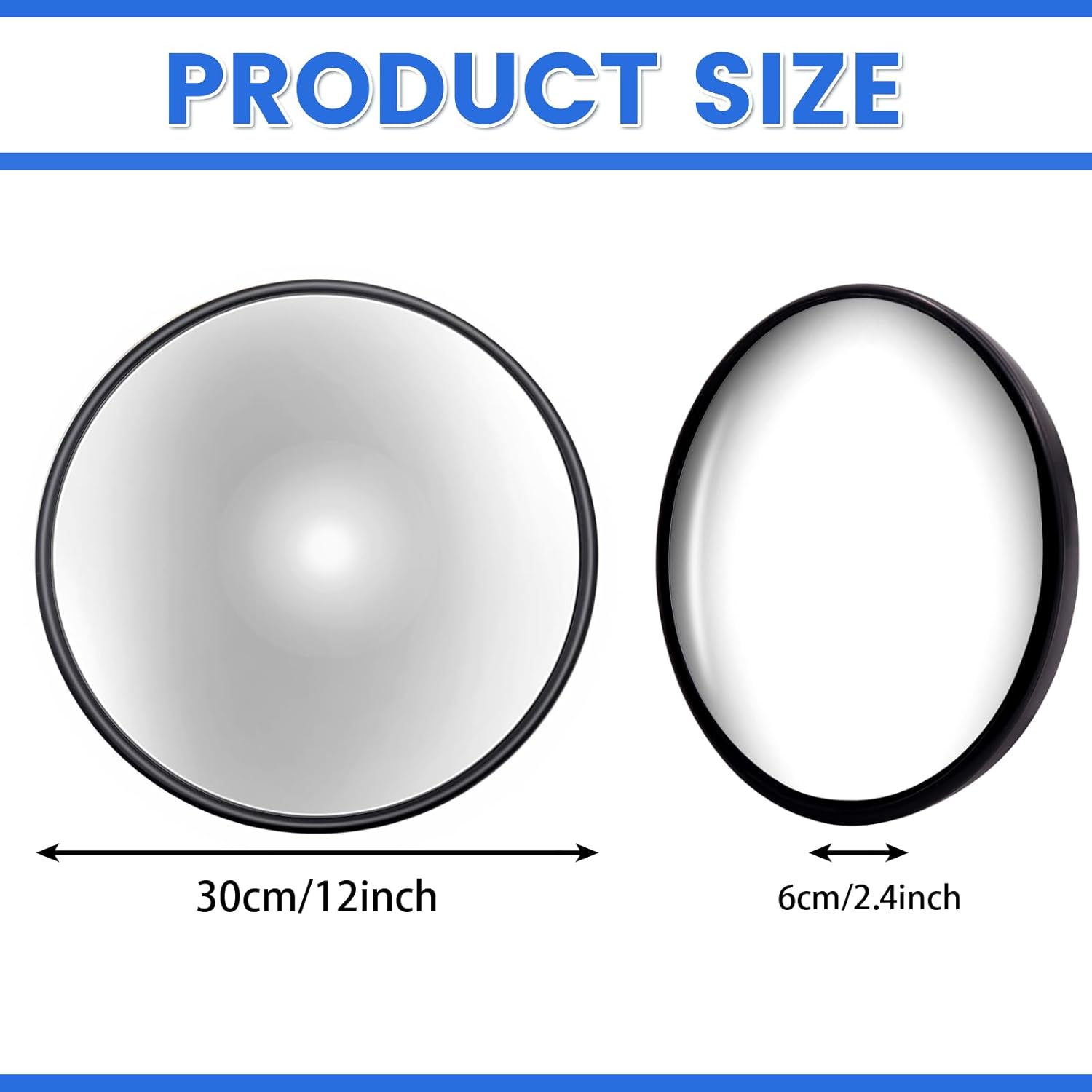 12" Garage Mirror, Visor Version Curved Traffic Mirror Outdoor w/Wall Fixing Bracket,Driveway Fish Eye Corner Mirror blindspot for wall, Stores, Warehouses Security Mirrors for Company Bedroom Indoor