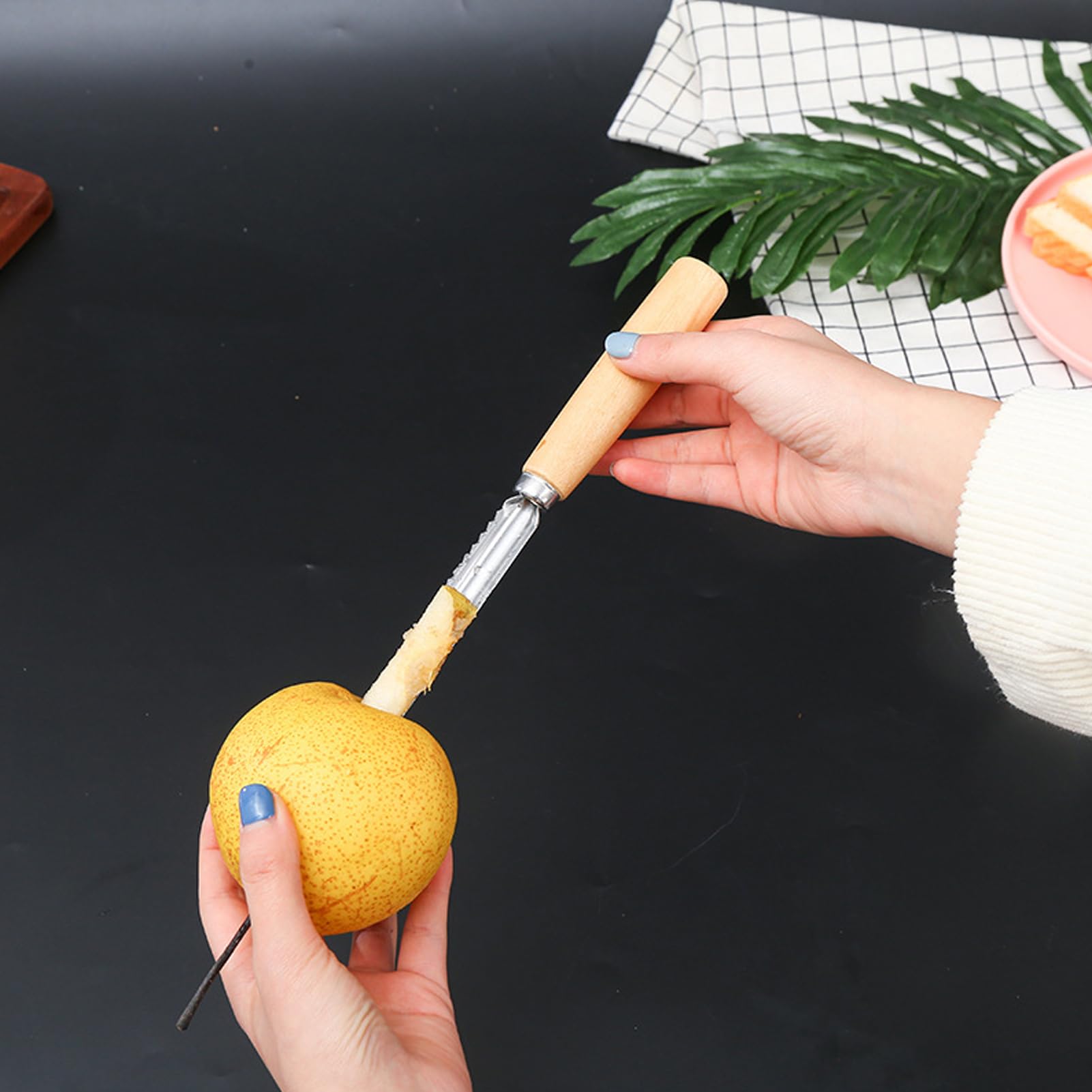 Pear Corer | Multi-Function Stainless Pitter - Multi-functions Core Remover Kitchen Gadget with Wood Handle for Fruit Slicing Cooking Salad Prep Platters