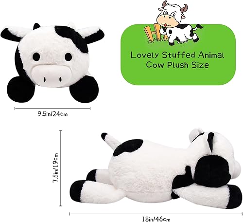 Miniatura 2 de KOPHINYE Peluche de vaca Weithed, lindo animal de peluche de vaca suave, bonito regalo de peluche para niños, niñas, cumpleaños, Navidad (vaca, 17