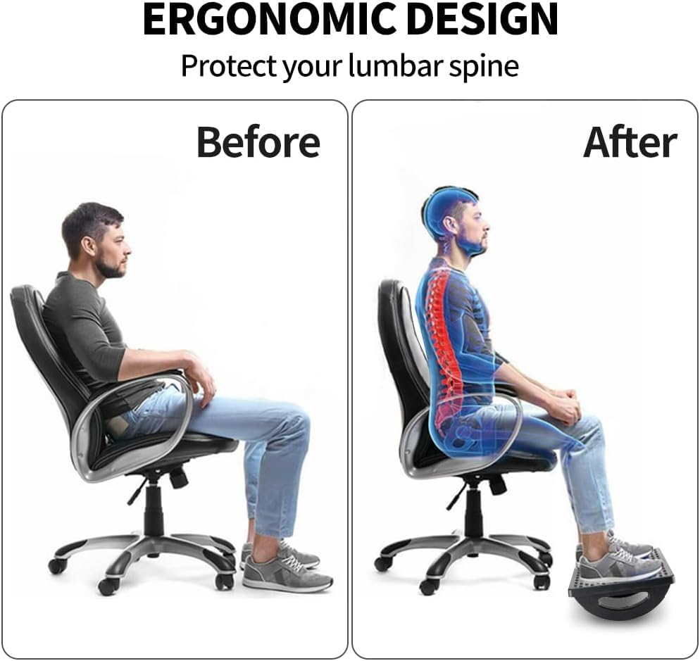 Image of Foot Rest for Under Desk at Work - Ergonomic Foot Stools for Under Office Desk - Rocking Footrest with Roller Massager - Leg Rest for Chair, Computer Gaming - Promote Leg Circulation