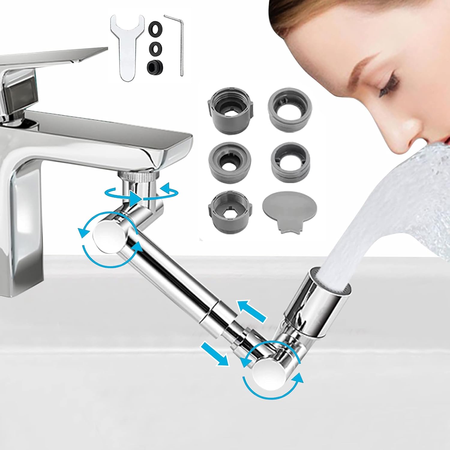 Universal Scalable Rotating Faucet Extender 1440° LargeAngle Rotating