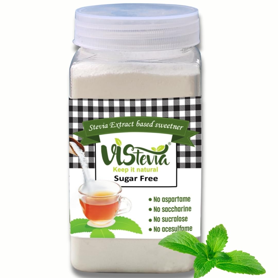 Vistevia 100% Natural Sugar Free Stevia Sweetener Powder - Diabetic and Keto Friendly, Sugar Substitute, Zero Calories - Pack Of One (200G)