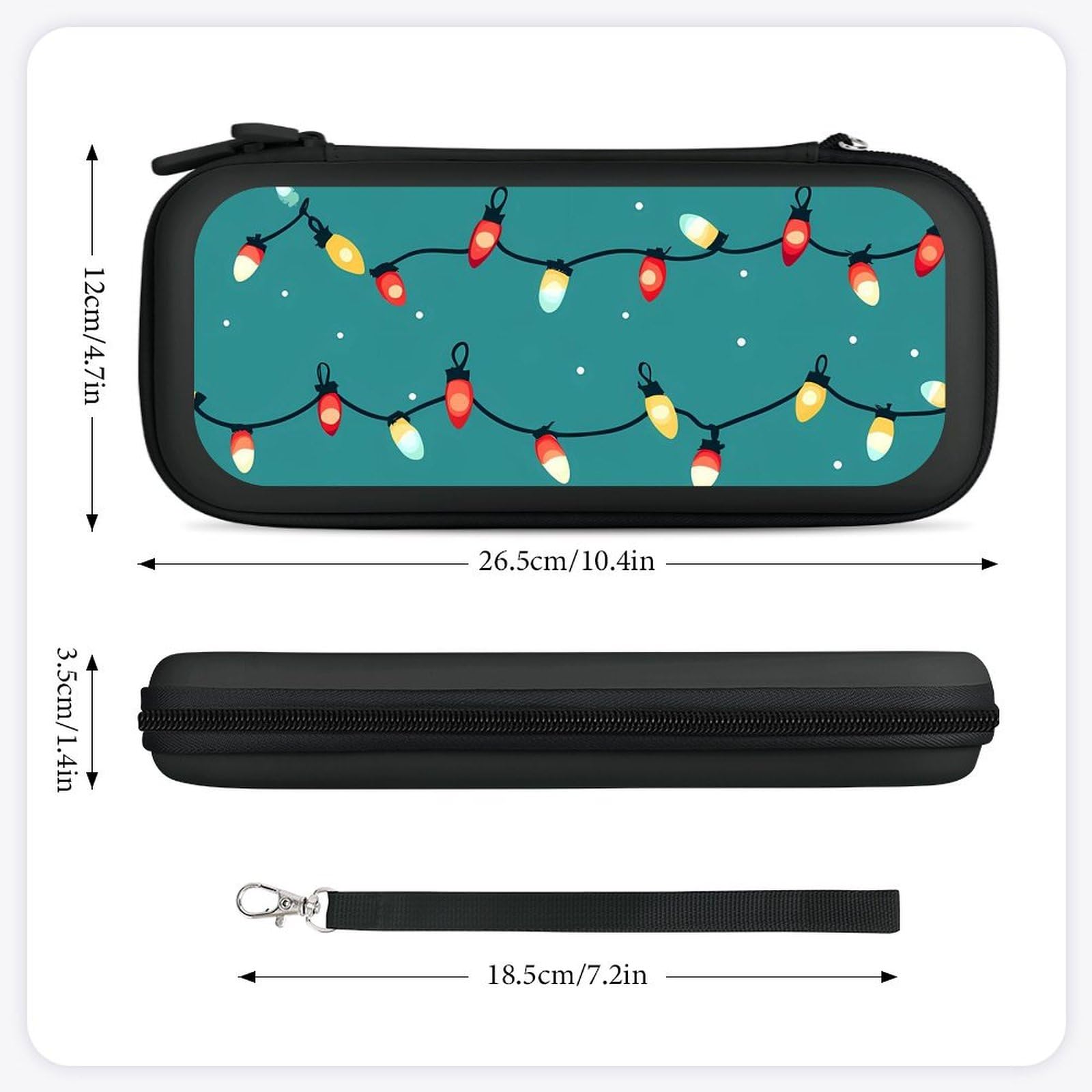 Christmas Light Pattern Compatible with Switch Carrying Case Hard Travel Game Bag Pouch with 15 Games Accessories Black-style