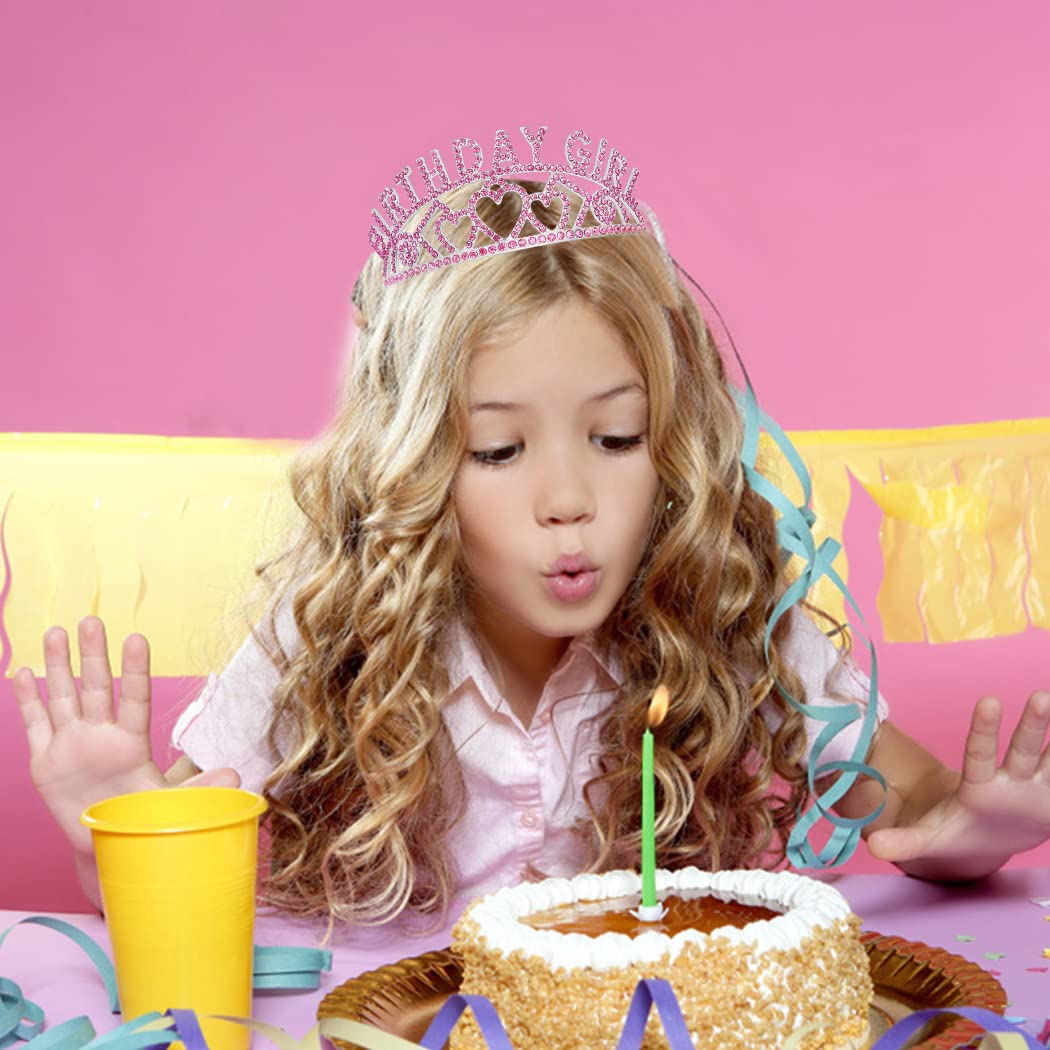 AOPRIE Pink Silver Birthday Crowns for Women Tiaras for Women Crowns for Girls Rhinestone Crystal Decor Headband - Image 6