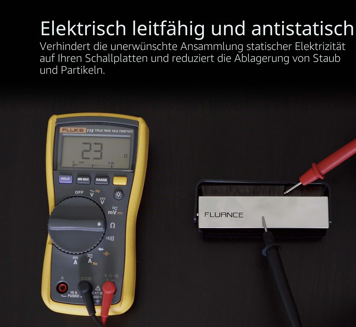 Fluance Reinigungsset für Schallplatten und Eingabestift, mit 2-in-1 antistatischer Kohlefaser und weicher Samt-LP-Bürste und Eingabestift-Bürste (VB52)
