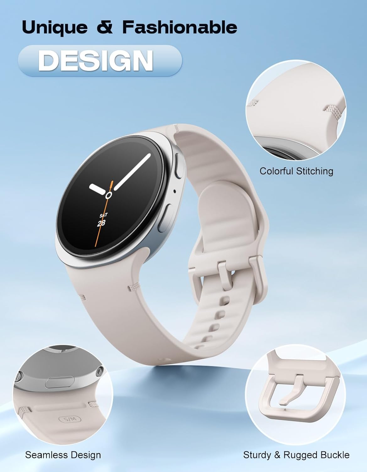 MoKo 6 Pack Sport Bands Compatible for Samsung Galaxy Watch 8 Band 40mm 44mm/Galaxy Watch 8 Classic 46mm, No Gap Soft Silicone Strap for Men Women - Image 2