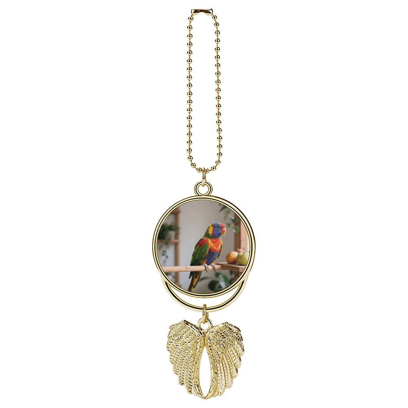 Colored Parrots Guardian Angel Wing Car Ornament for Mirror, Zinc Alloy Hanging Charm with Spiritual Design for Protection, Rearview Mirror Accessory Decor Gift for Women Men(Golden)