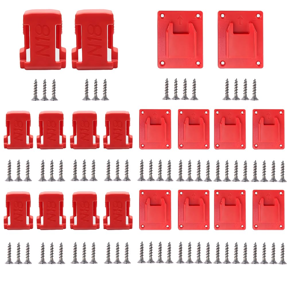8 Pcs Universal Tool Holders Wall Mount Compatible with M18 18V tools,Also Compatible with Dewalt 12V and 20V Tools(with screws) — Amazon image 6