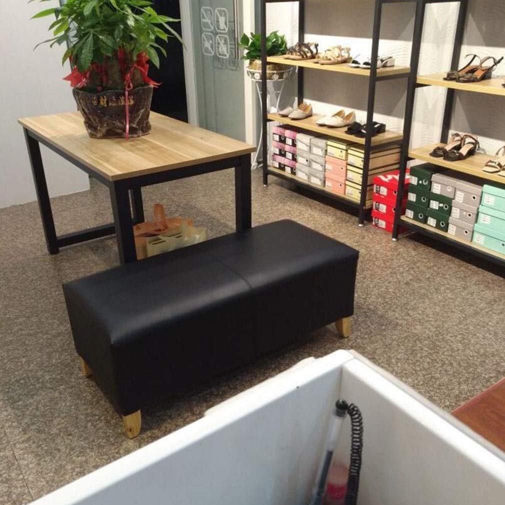 Taboret do Siedzenia Tapicerowany podnóżek, prostokątne nogi z litego drewna ze sztucznej skóry, czarny taboret (kolor: 40 cm)