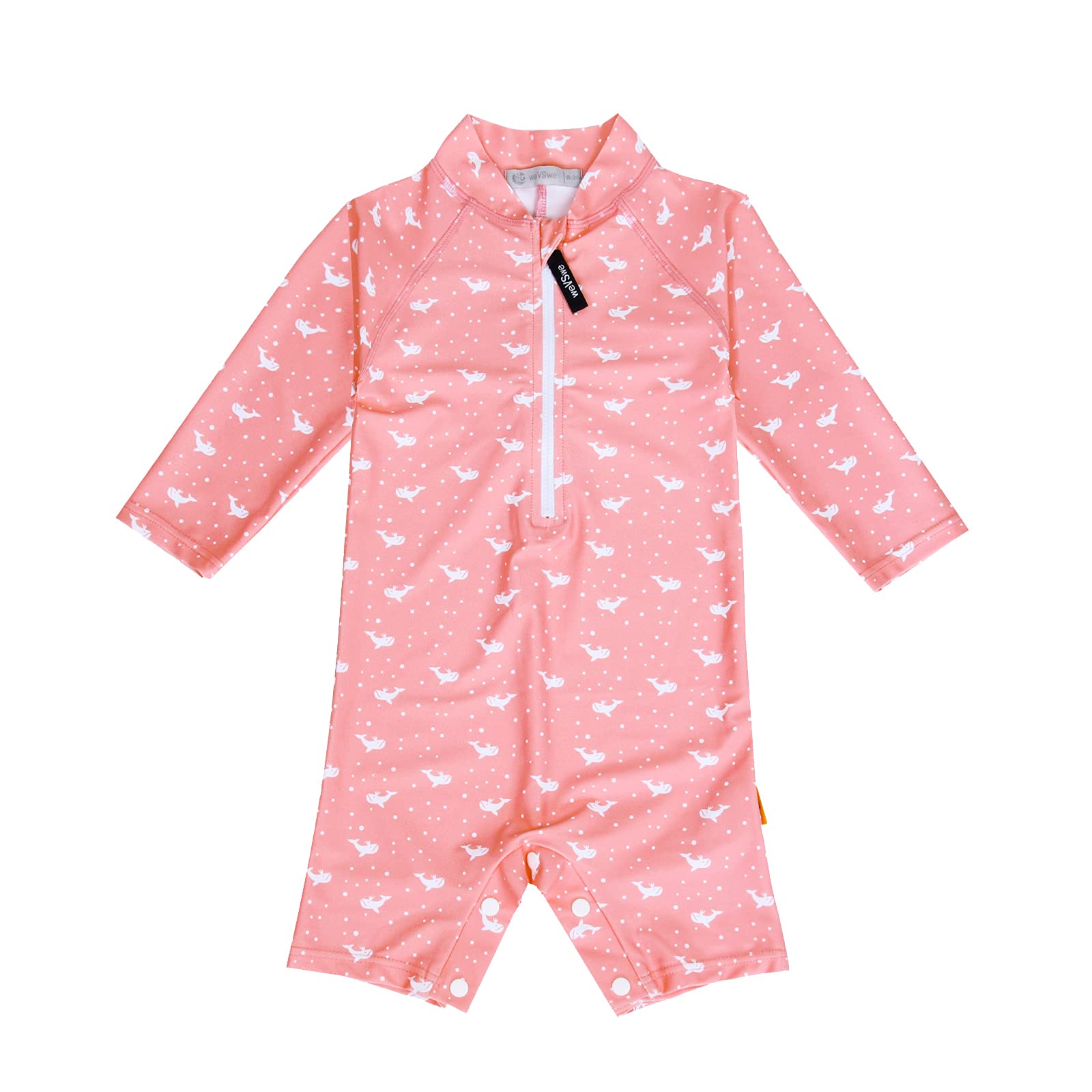 weVSwe Baby Toddler Boy Swimsuit Long Sleeve Baby Swimwear UPF 50+ Sun Protection Rash Guard Swimming Costume with Crotch Zipper 0-3 Years — view 150