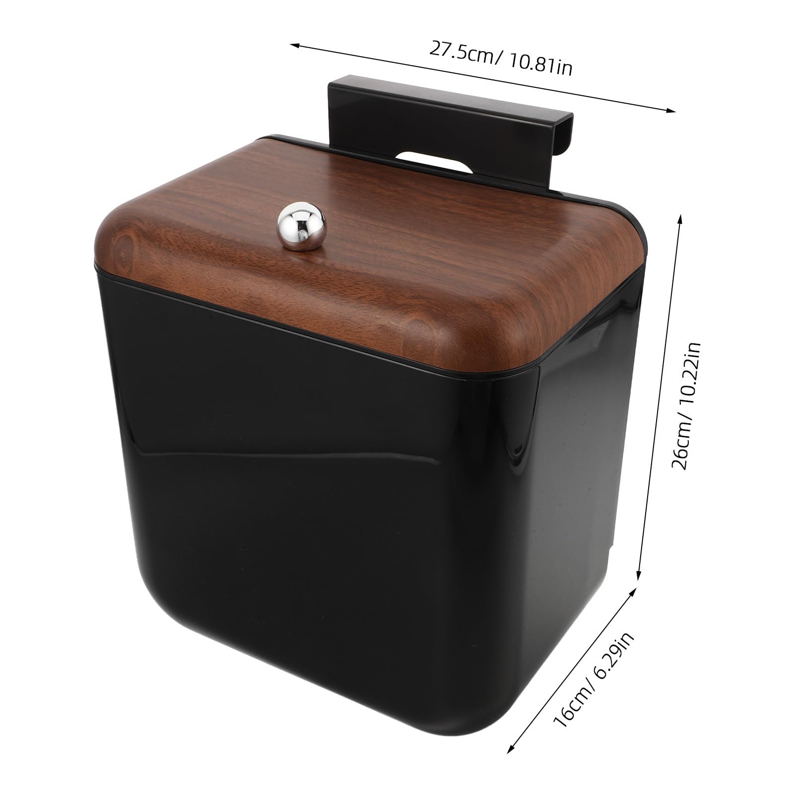 Hängender Mülleimer mit Deckel 12l Kapazität aus Abs Schwarz Platzsparendes Design und Einfache Reinigung für Küche und Wohnmobil