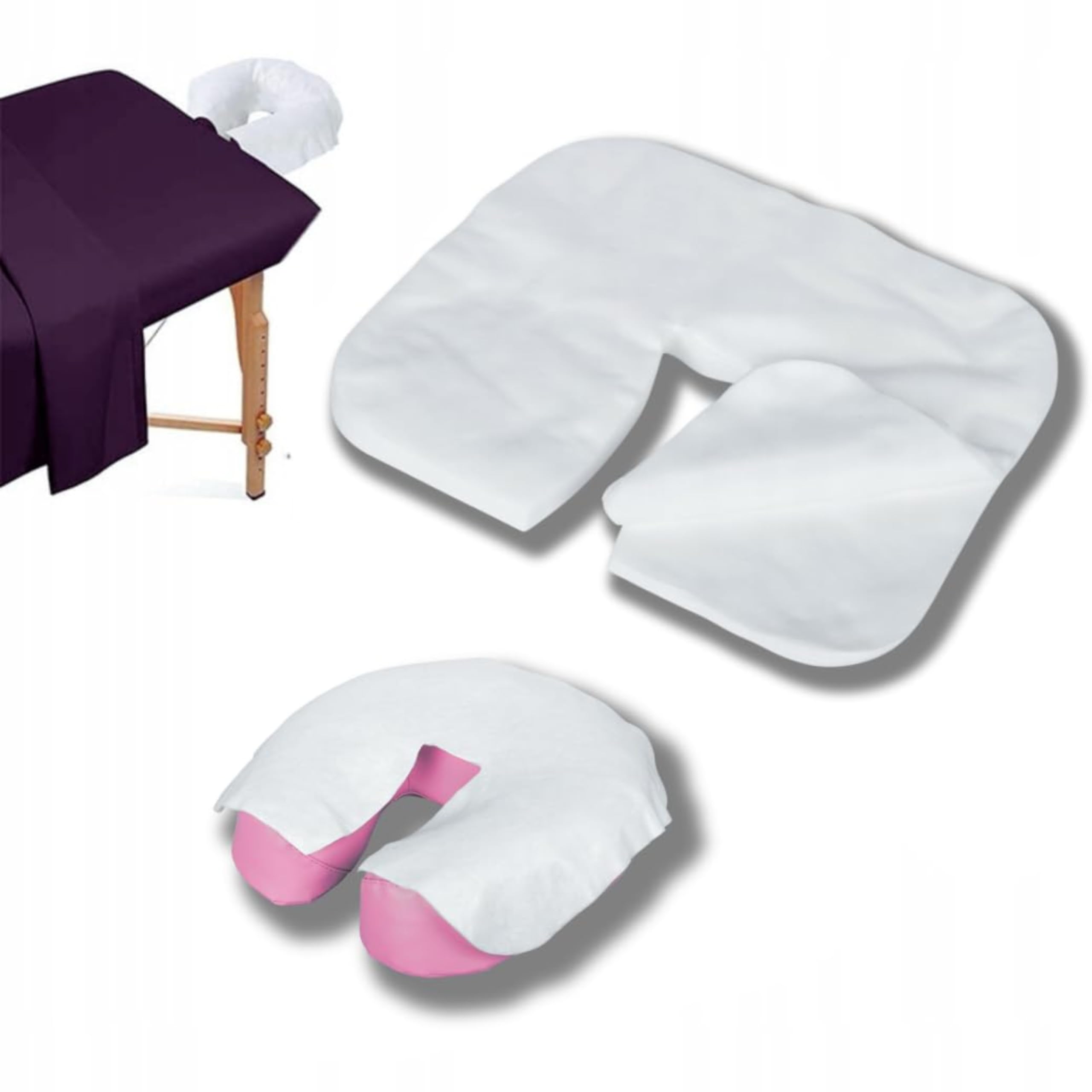 LALILL Fundas Faciales Desechables para Camilla 100 Uds - Cobertura Higiénica para Cabezal de Masaje - Accesorios para SPA, Estética y Terapias - 36x29 cm