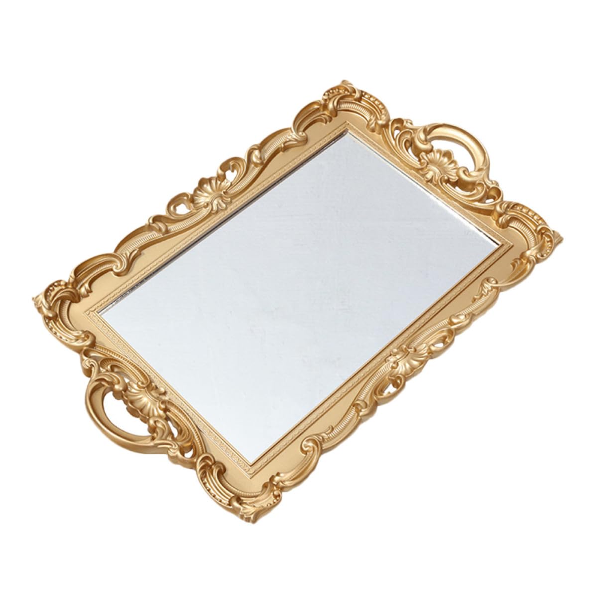 Plateau maquillage et parfums KICHOUSE miroir doré portable rangement coiffeuse