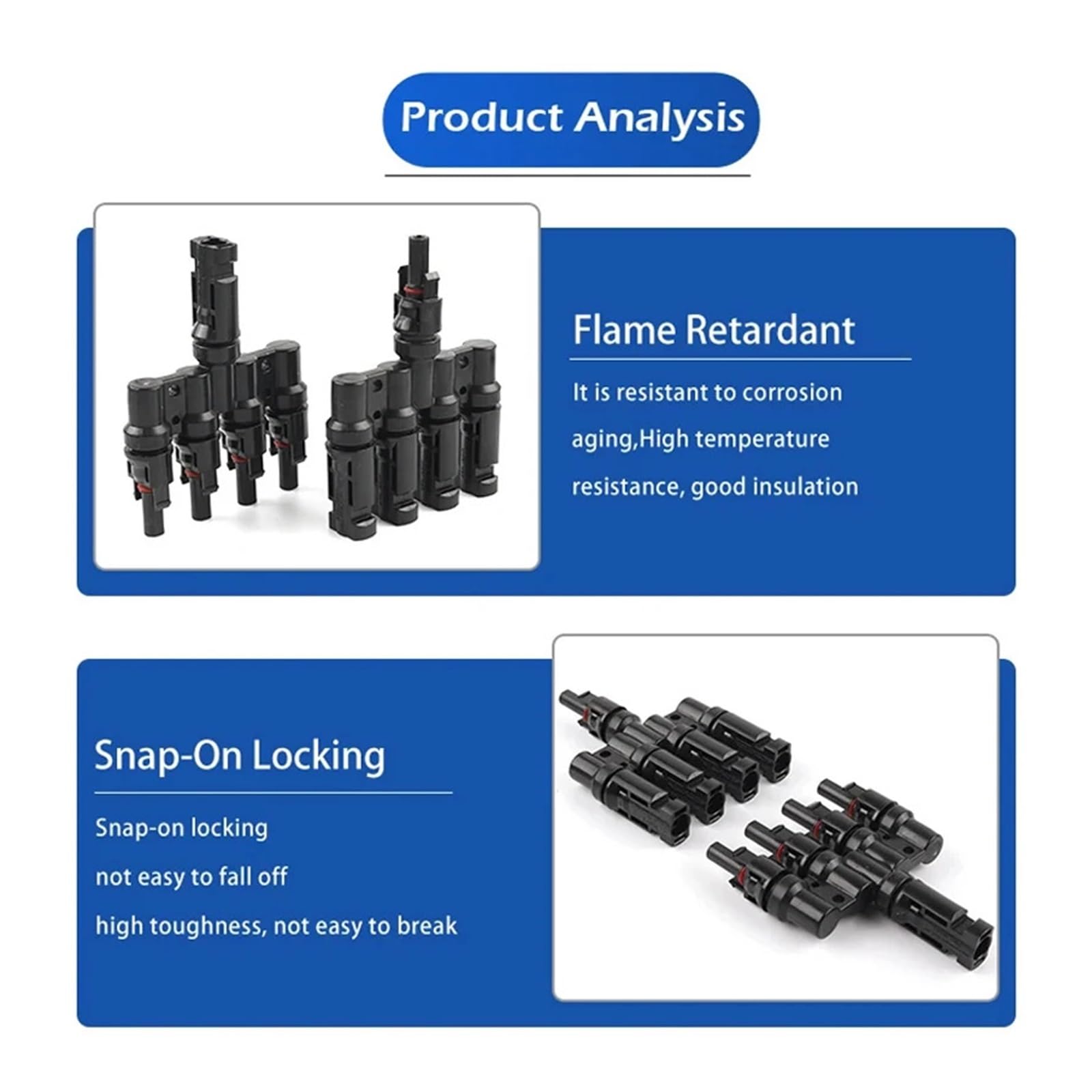 1 zu 2/3/4/5/6T Solar MC Anschlüsse for Photovoltaik Energie PV Panel Parallel Splitter Koppler Combiner IP67 1000V 1 Paar(4T-1pair)