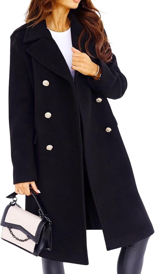 CHARTOU Women's Winter Jacket Double-Breasted Wool Blend Warm Long Trench Coat fashion product photo
