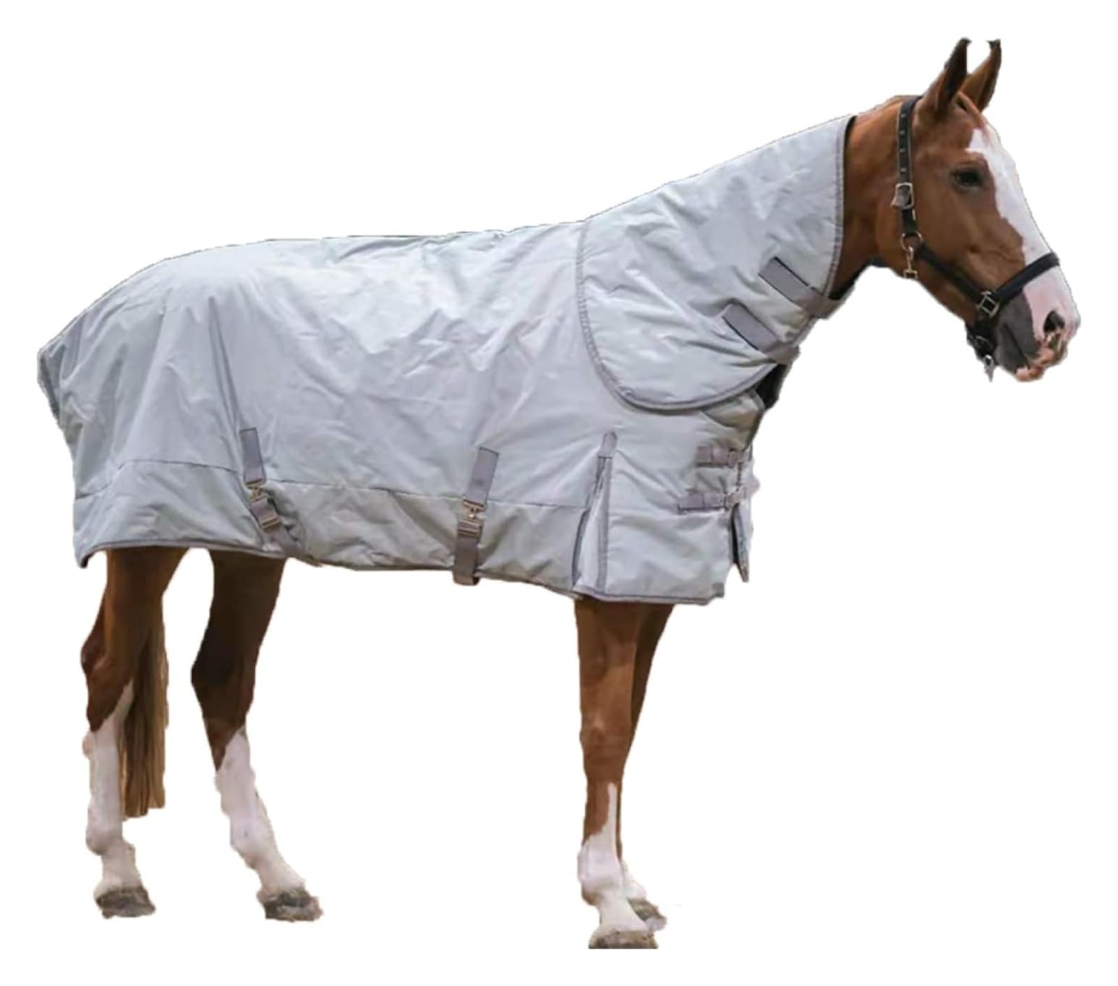 Manta de invierno ligera y transpirable 900d blanco extraíble cuello manga envuelve la manta mantener caliente ropa de caballo invierno impermeable manta de caballo alfombra(155cm/61in)