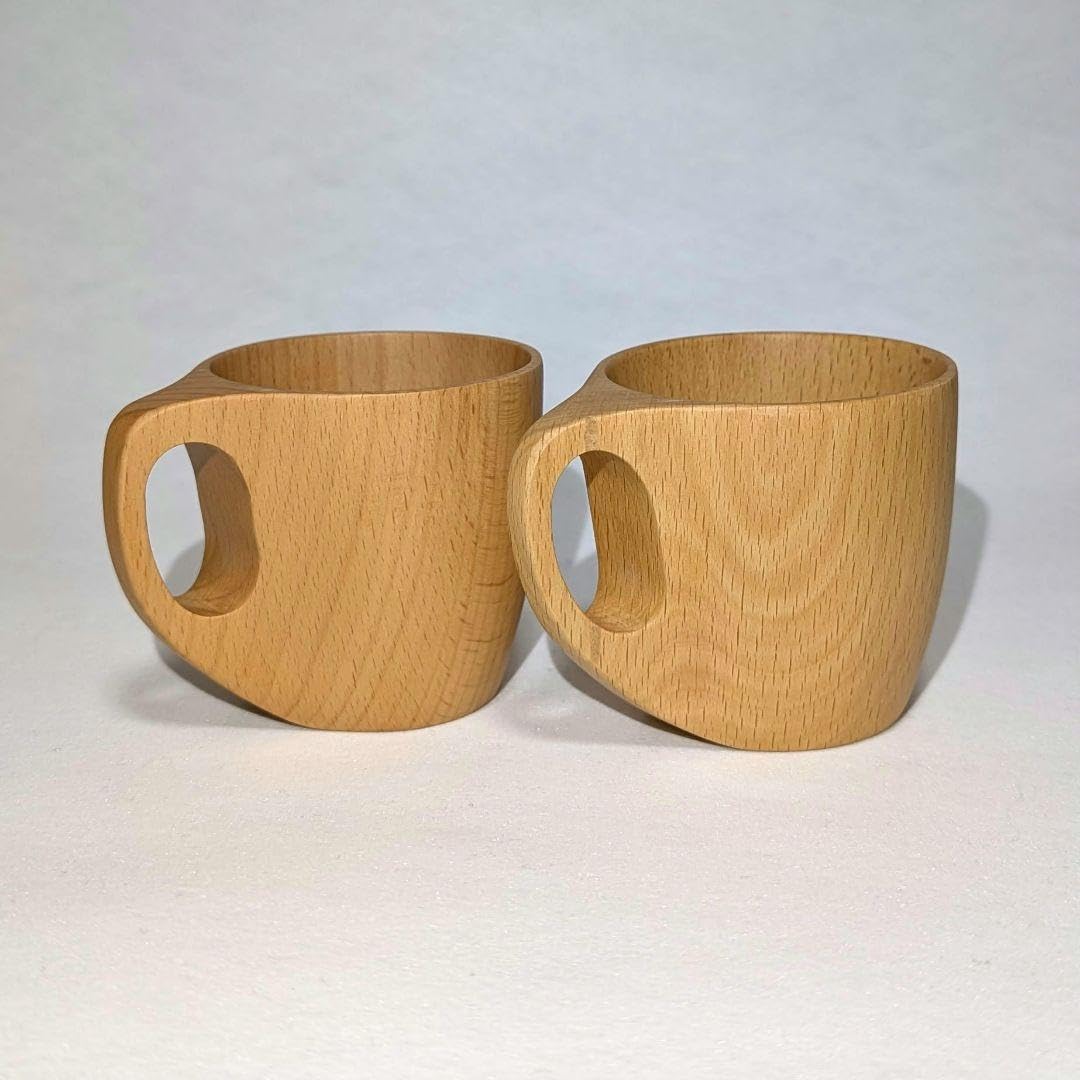 Craft Nuts Warm Tableware Beech Coffee Cup Pair Set