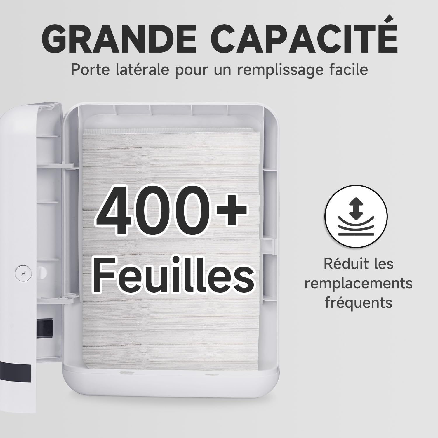 AIKE 400 Feuilles Commercial Distributeur Essuie Main,Grande Capacité Murale pour H2 & Z-Fold Les Plis de Papier de 23 X 9 cm ou Plus Petits Distributeur Papier Essuie Main pour Hôtel-Restaurant