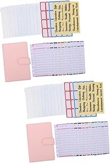 ABOOFAN 2 Conjuntos De Manual De Couro Adesivo A6 Envelopes Notebook Fichário Transparente Capa De Fichário De Pvc Fichário De Orçamento Com Envelopes De Dinheiro Separadores De Fichário