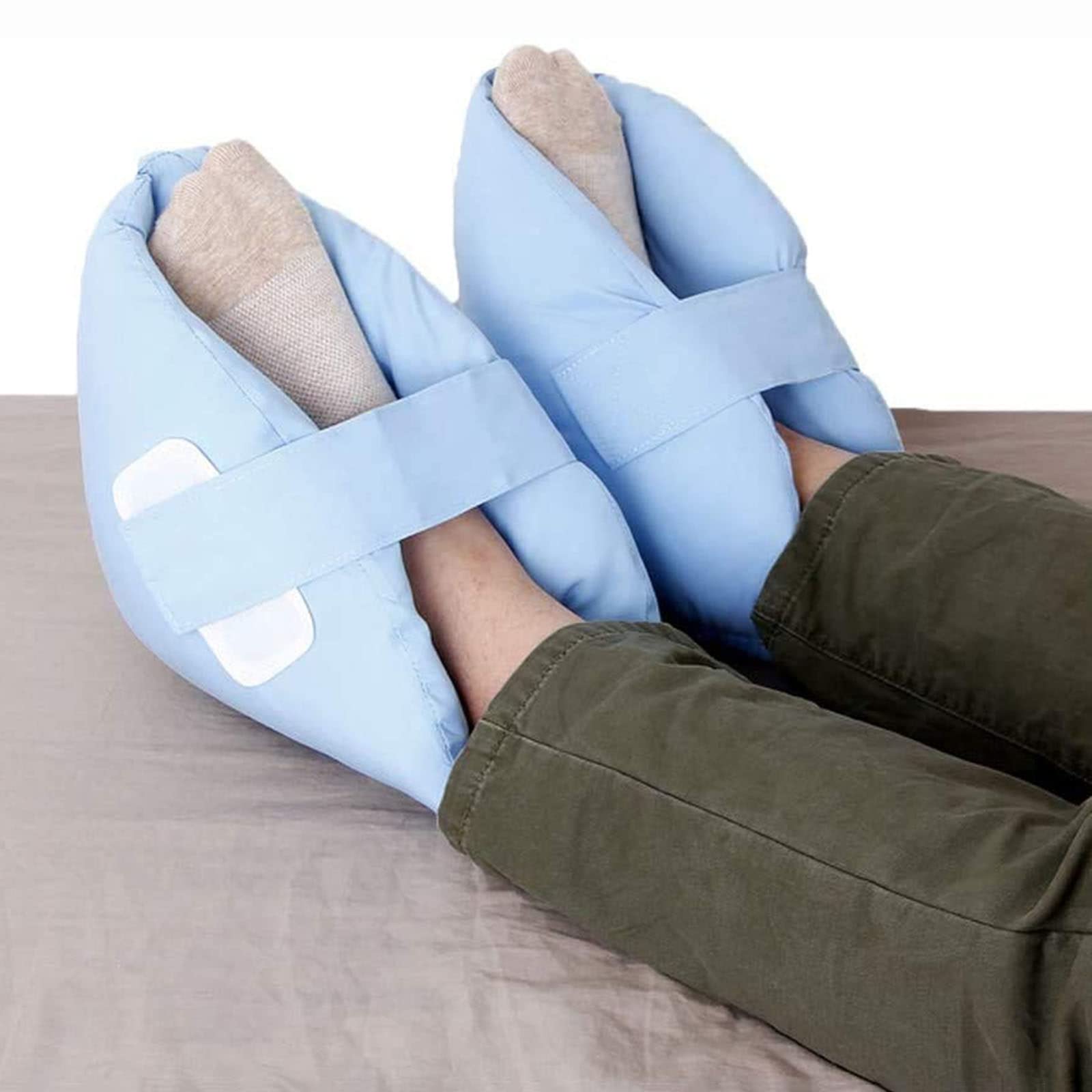 1 Par Protector De Talón Antiescaras, Suave Ajustables Cojín Elevador De Pies Antiescaras Con Cierre De Vel-cro, Para Pacientes Postrados En Cama Alivio De Úlceras Por Presión Y Las Escaras