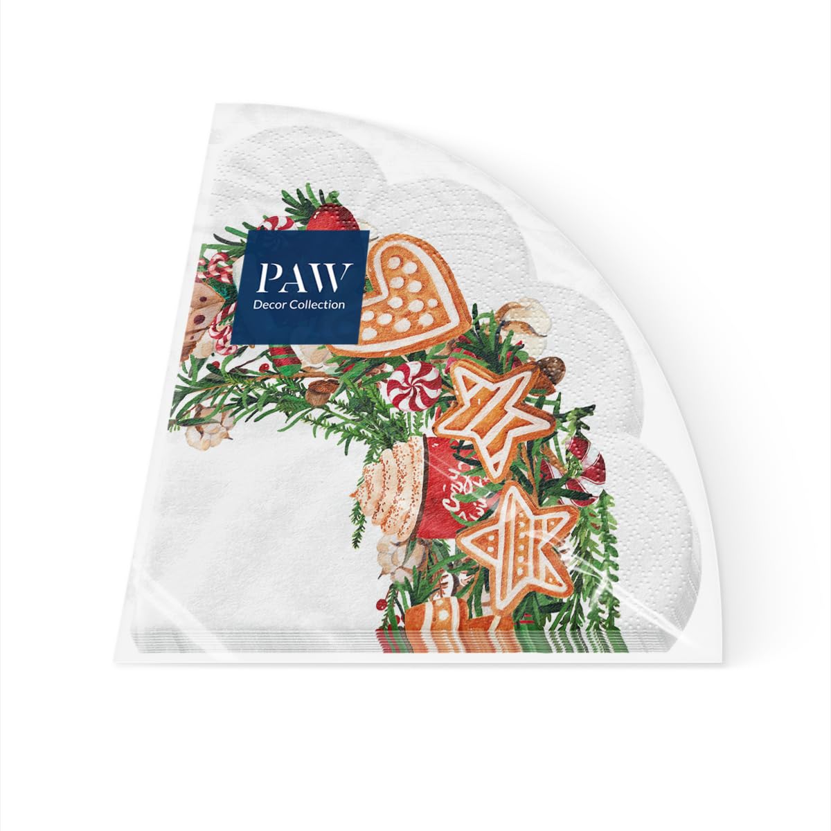 PAW Servietten „Winter Branches“ – Rund, 32 Cm, 3-lagig, 12 Stück, Für Weihnachtstisch