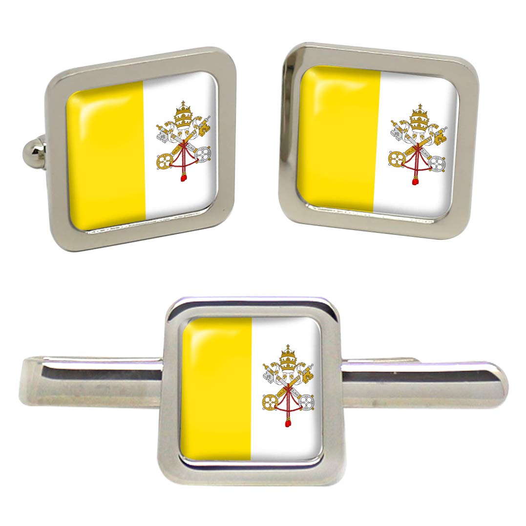 Ville du Vatican (Blanc) et Tieslide Lot de boutons de manchette pour homme