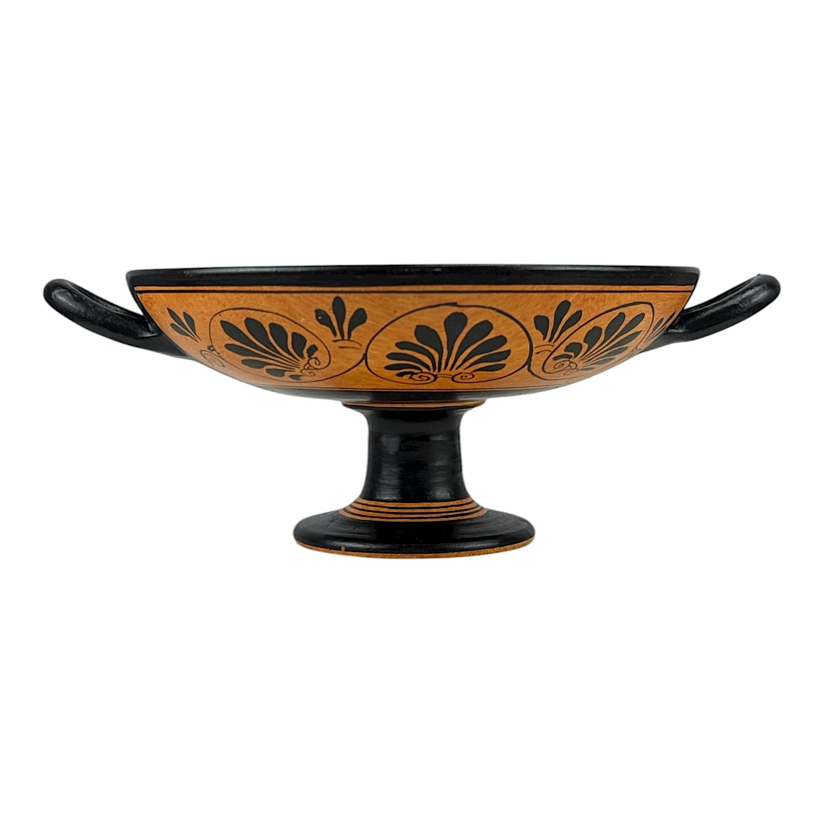 Zephyrus & Hyacinthus Kylix Vase – antike griechische Mythologie-Keramik | handgefertigt in Griechenland | Echter Keramik-Ton | rote dekorative Vase