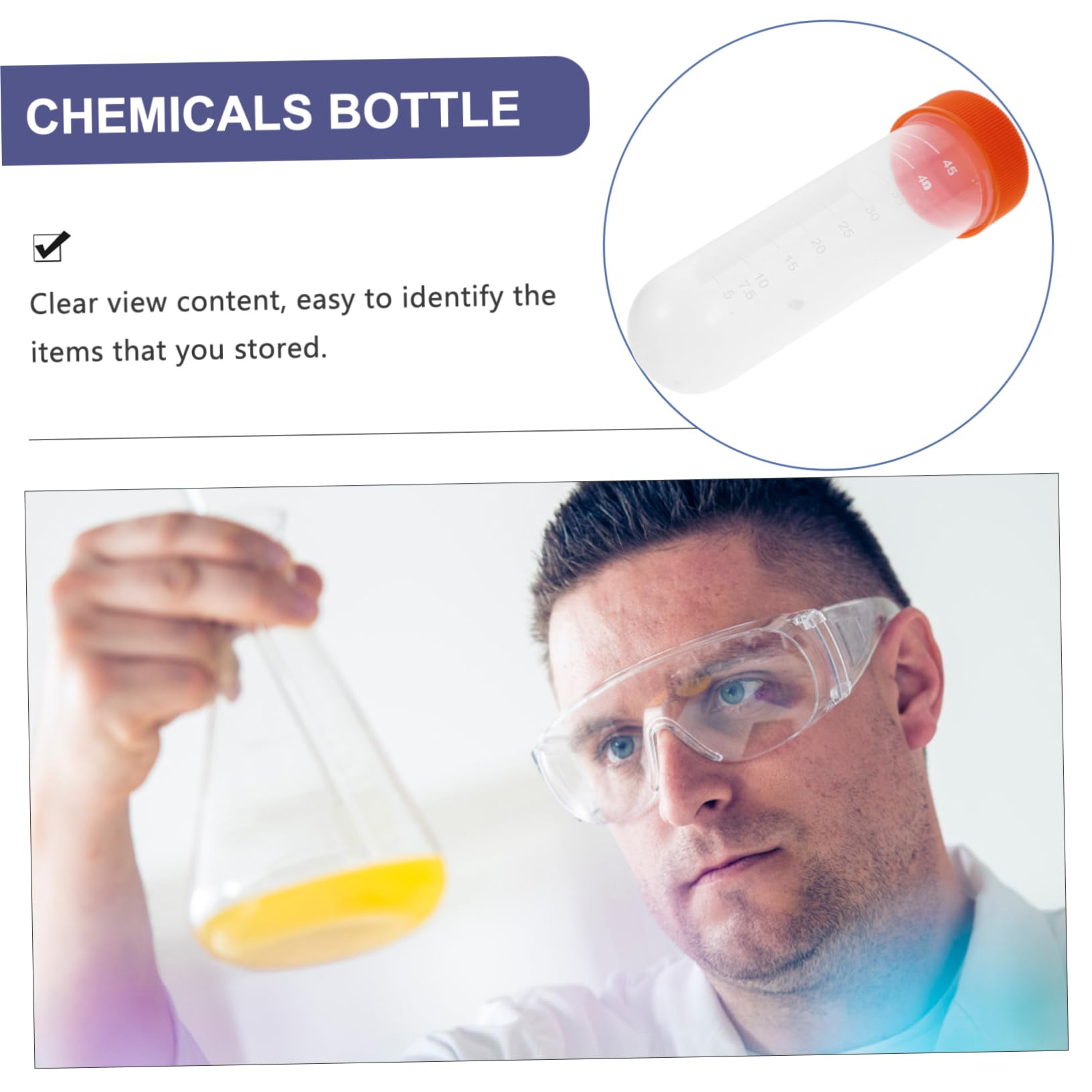 MAGICLULU Provette Centrifuga con Tappo a Vite 50ml in Plastico Trasparente per Laboratorio 100pezzi