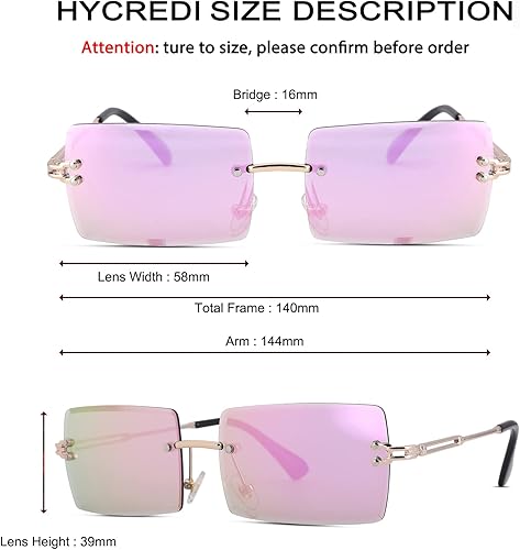 Miniatura 5 de Gafas de sol rectangulares para hombres y mujeres pequeñas sin montura cuadrada