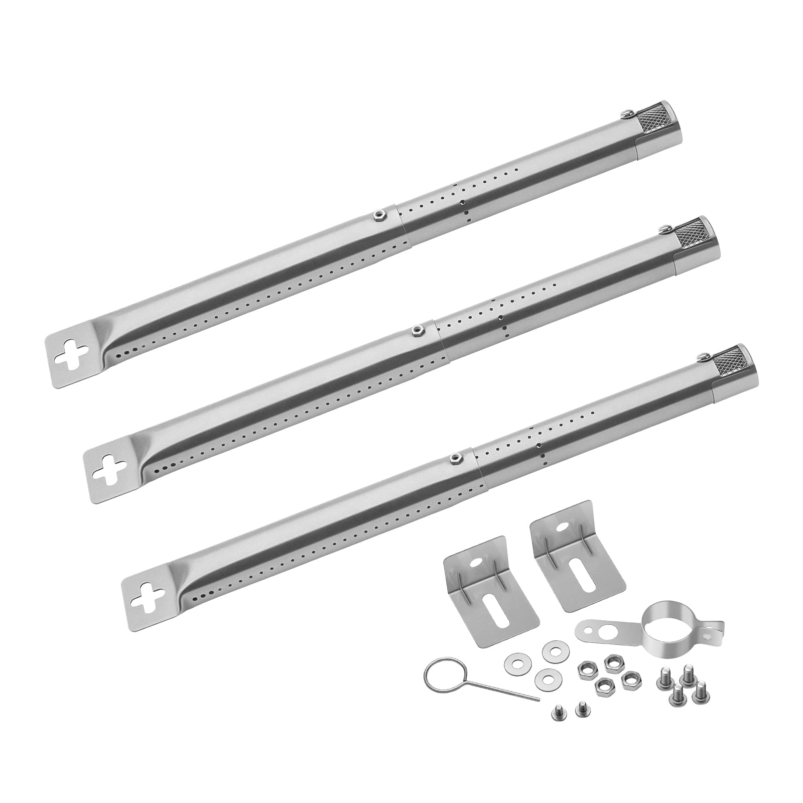 通用 Burcool 31CM to 44CM Universal Adjustable Burner Tube for Campingaz, Charbroil, Napoleon, FirePlus, Fire Mountain, Stainless Steel Gas Grill Burner Replacement Part for CosmoGrill and, 3 Pack (3)