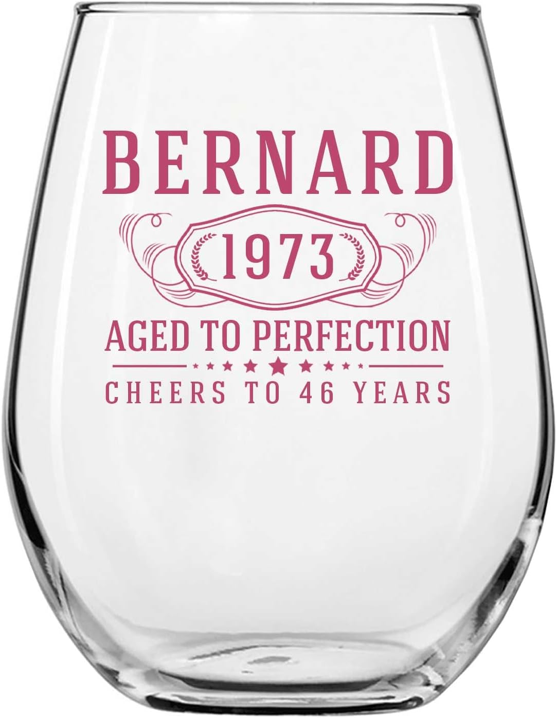 Personalized Printed 17oz Stemless Wine Glass - Customized Gifts for Women, Unique Custom Name Happy 40th Birthday Gifts for Mom Sister Adult Daughter, Turning Years Old for Her, Bday Party, Bernard