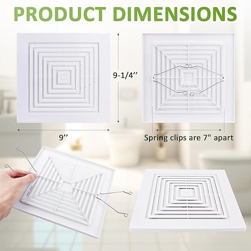 Miniatura 5 de 97011723 Parrilla de ventilador de baño (9-14 pulgadas de ancho x 9 pulgadas de largo) se adapta a Nutone 670-G, 670-H, 663-G, 671-G, 671-J, 688-G,