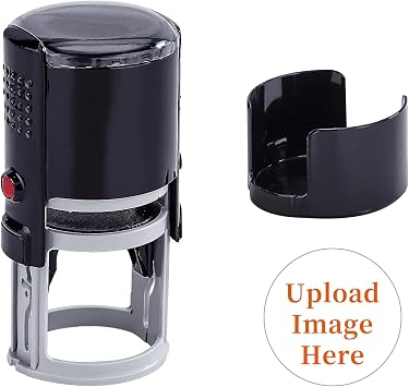 Custom Logo Self-Inking Stamp - Personalized Business Logo Stamper - Round, Black Rubber Stamp - 2 Inches x 1 Inch - 6 Sizes, 5 Ink Colors
