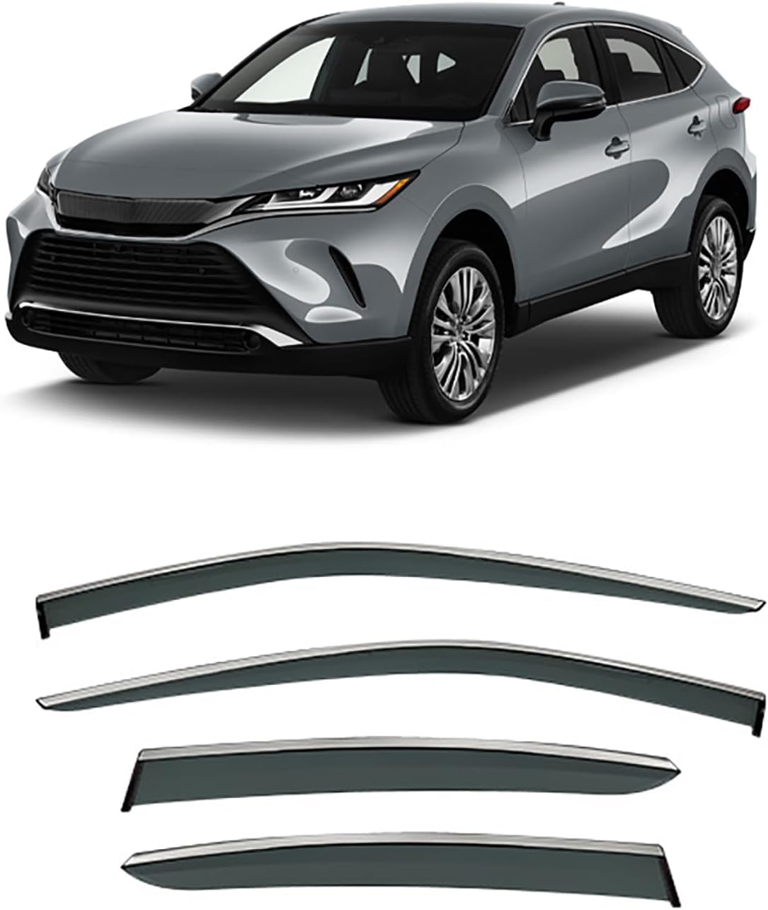 FengXH Window Deflectors for Toyota Harrier MK4-XU80 2021+ - 4pc Smoke Tint, Waterproof, Noise Reducing.