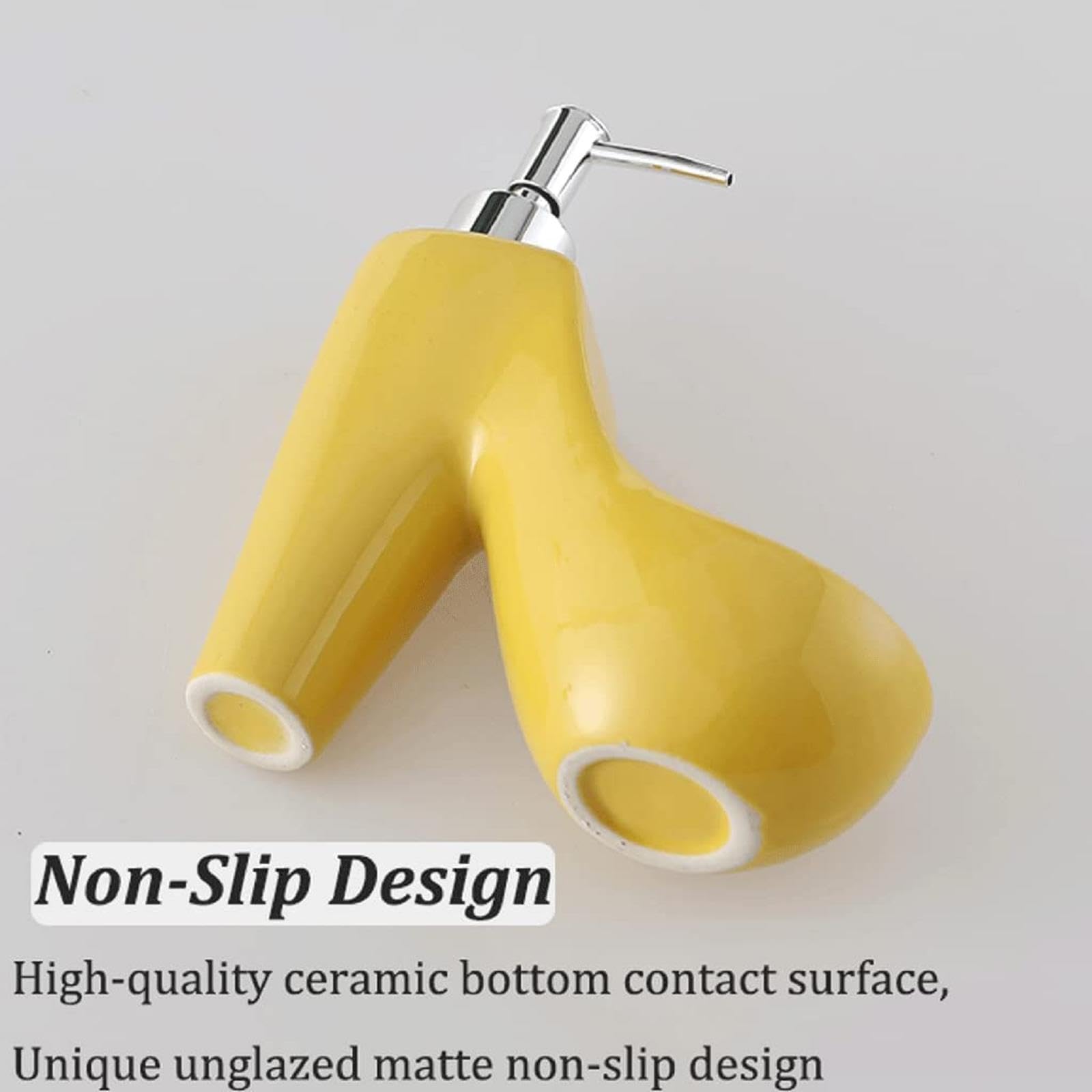 Keramik-Seifenspender mit Pumpe, 385 ml, in Form von High Heels, moderner Seifenspender für Bad, Küche und Badezimmer, Schwarz