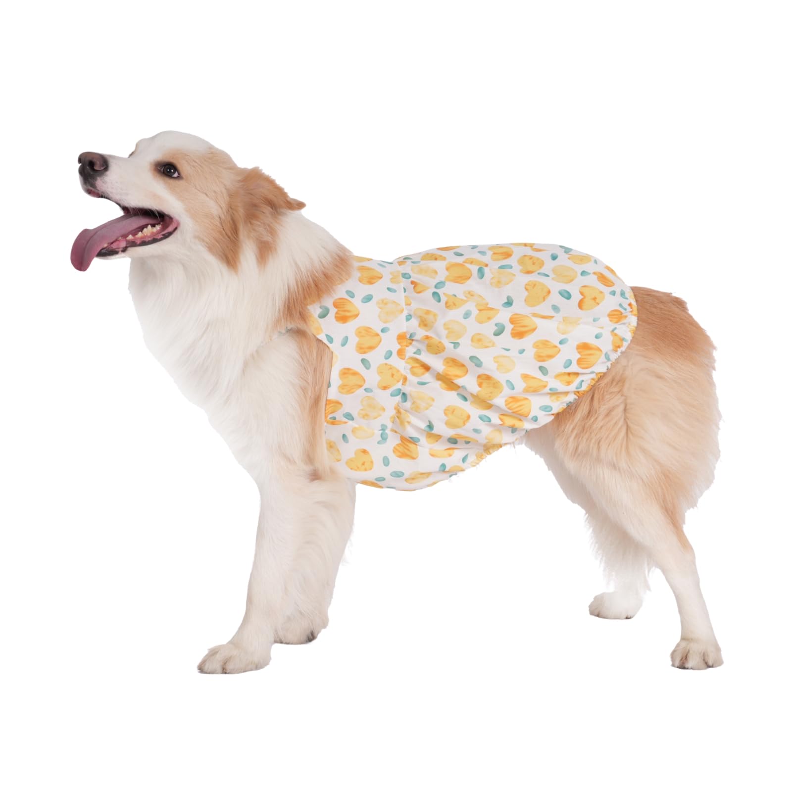 BT Bear Large Dog Dress,Soft Breathable Cotton Pet Princess Skirt Medium Large Dogs Clothes Summer Skirt Yellow Love,4XL