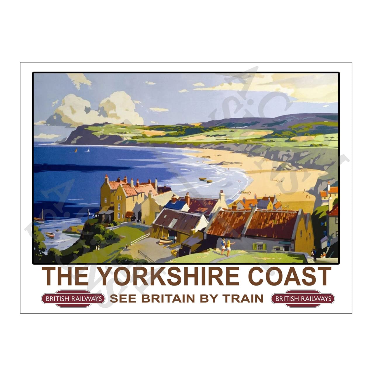 Metal Sign Plaque British Railways Yorkshire Coast Train, 10x8in 12423