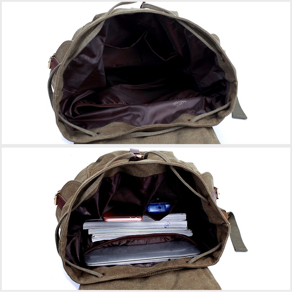 KAUKKO Annata Tela di viaggio un'escursione zaino di campeggio Escursionismo Bag per gli sport esterni svago Daypacks Sports Freizeit Daypacks (Army green)