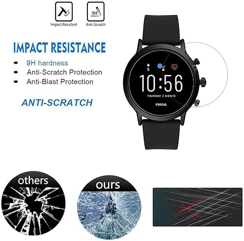 Miniatura 4 de VIESUP for Fossil Gen 5 Carlyle HR Screen Protector Tempered Glass, 2PACK 2.5D 9H Hardnessfor Anti-Scratch Protective Film for Fossil Gen 5 Carlyle