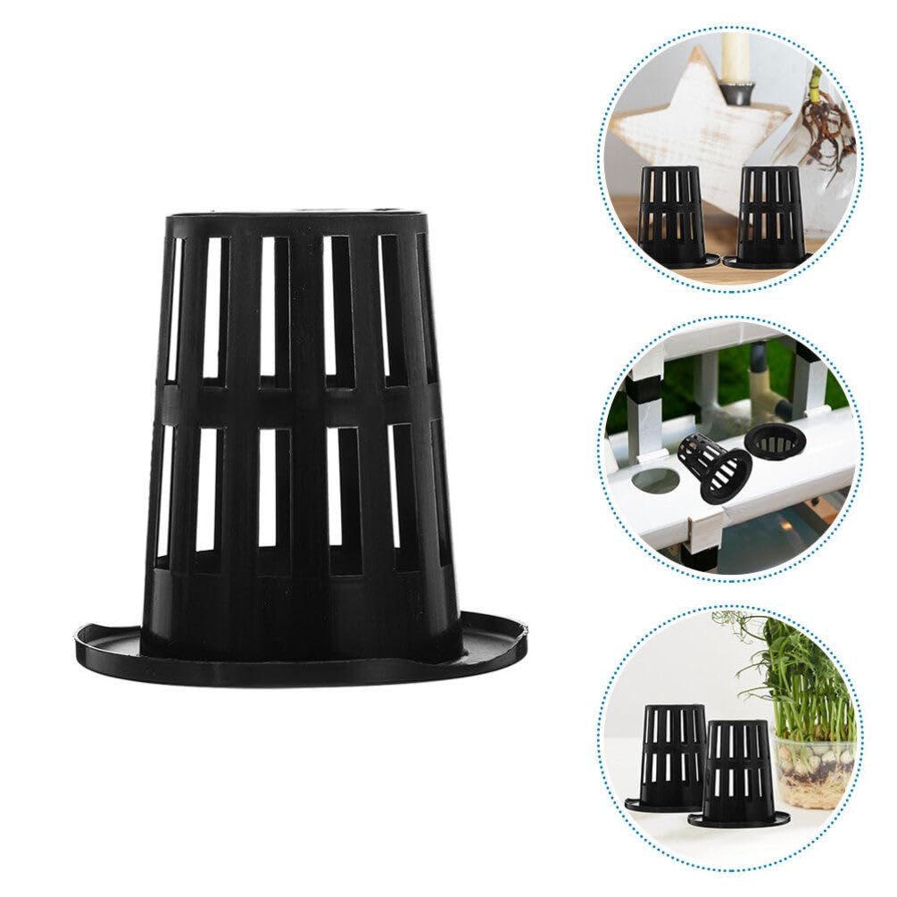 Happyyami 100 Pots Hydroponiques en Maille Noire Réutilisables en Plastique pour Jardinage de Légumes et Fruits, Panier-Pot pour Semis et Culture en Intérieur