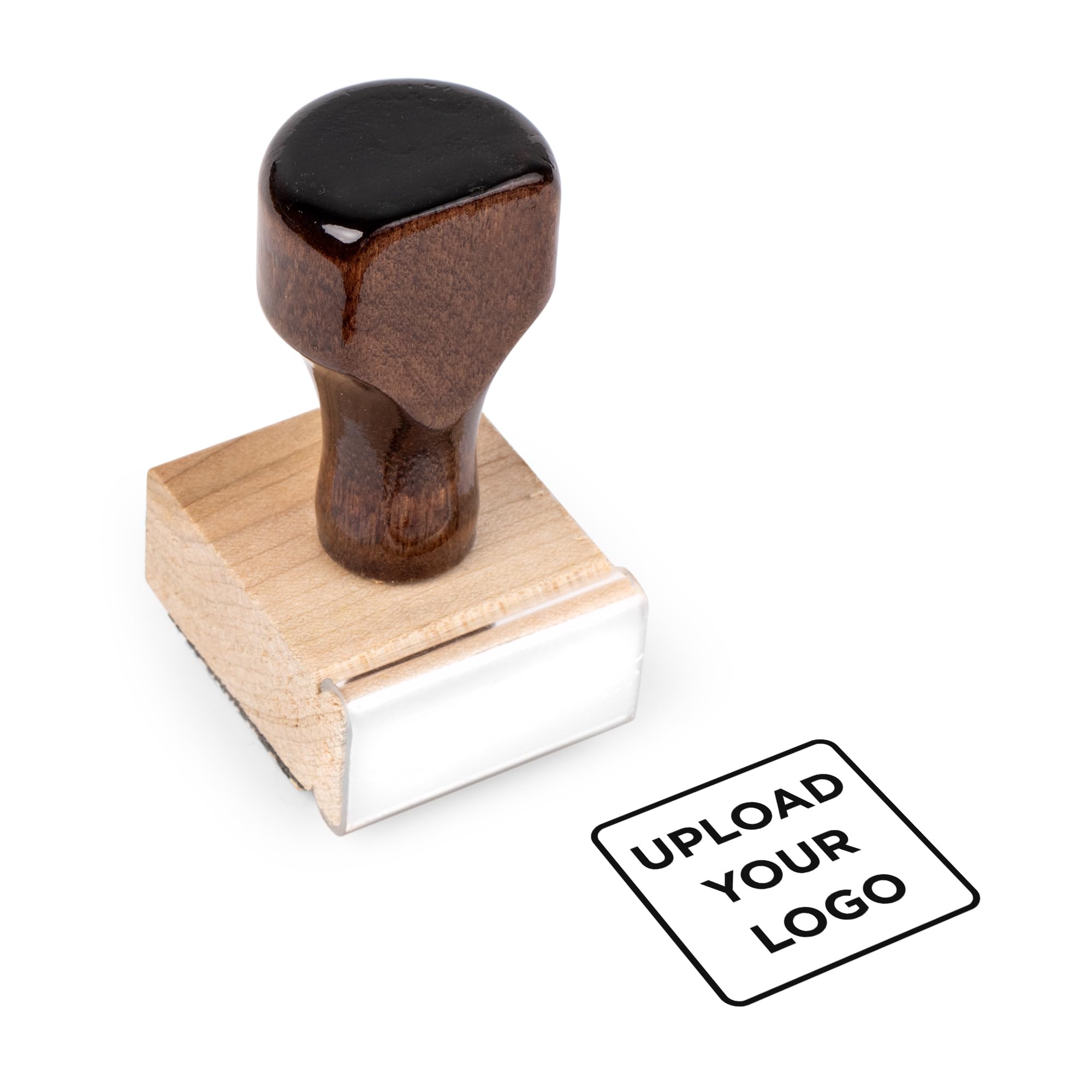 Personalized Rubber Hand Stamp, Wood Handle with Custom Logo | Multiple Size Options Available | Upload Your Own Logo (1"x1")