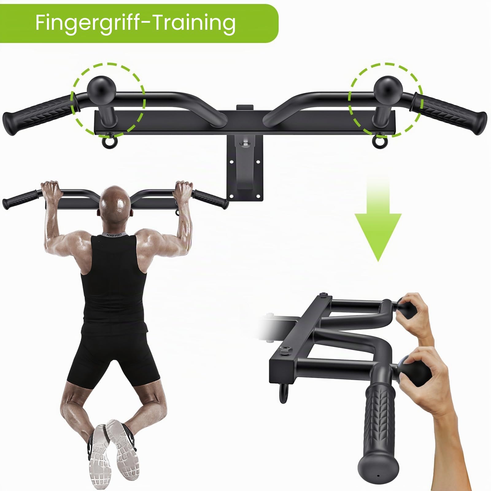 Kipika Heavy Duty Klimmzugstange Wandmontage Multifunktionale Klimmzugstange Verstellbare Klimmzugbänder für Klimmzüge Body Workout Home Gym System Boxsack Aufhänger Widerstandsbänder Training