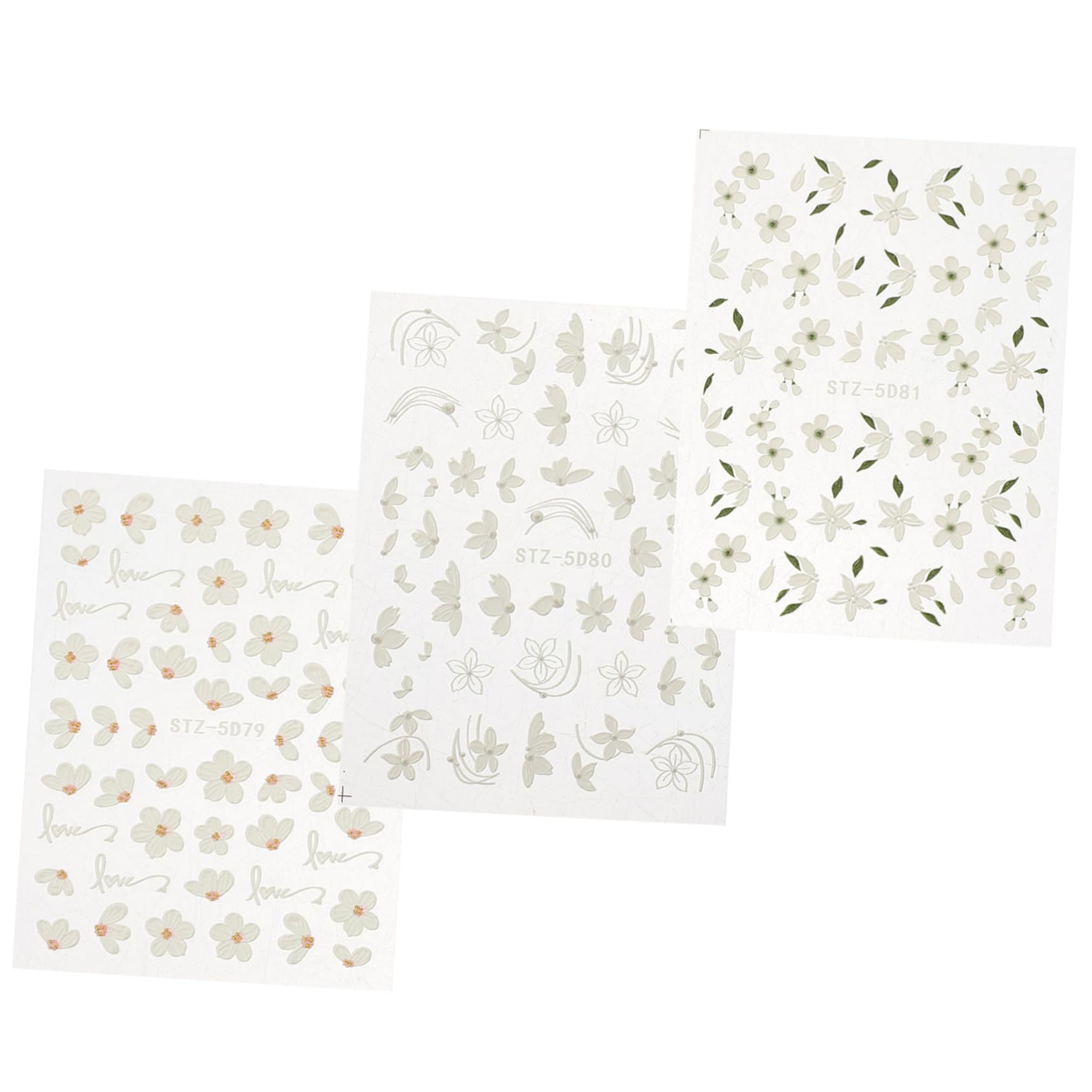 VALICLUD 4 Set Ornamento Per Unghie Decorazione Per Unghie Fiori Adesivi Per Unghie Floreali Adesivi Floreali Per Manicure Carino Unghia Fiore Etichetta Uv Resina 3 Fogli * 4