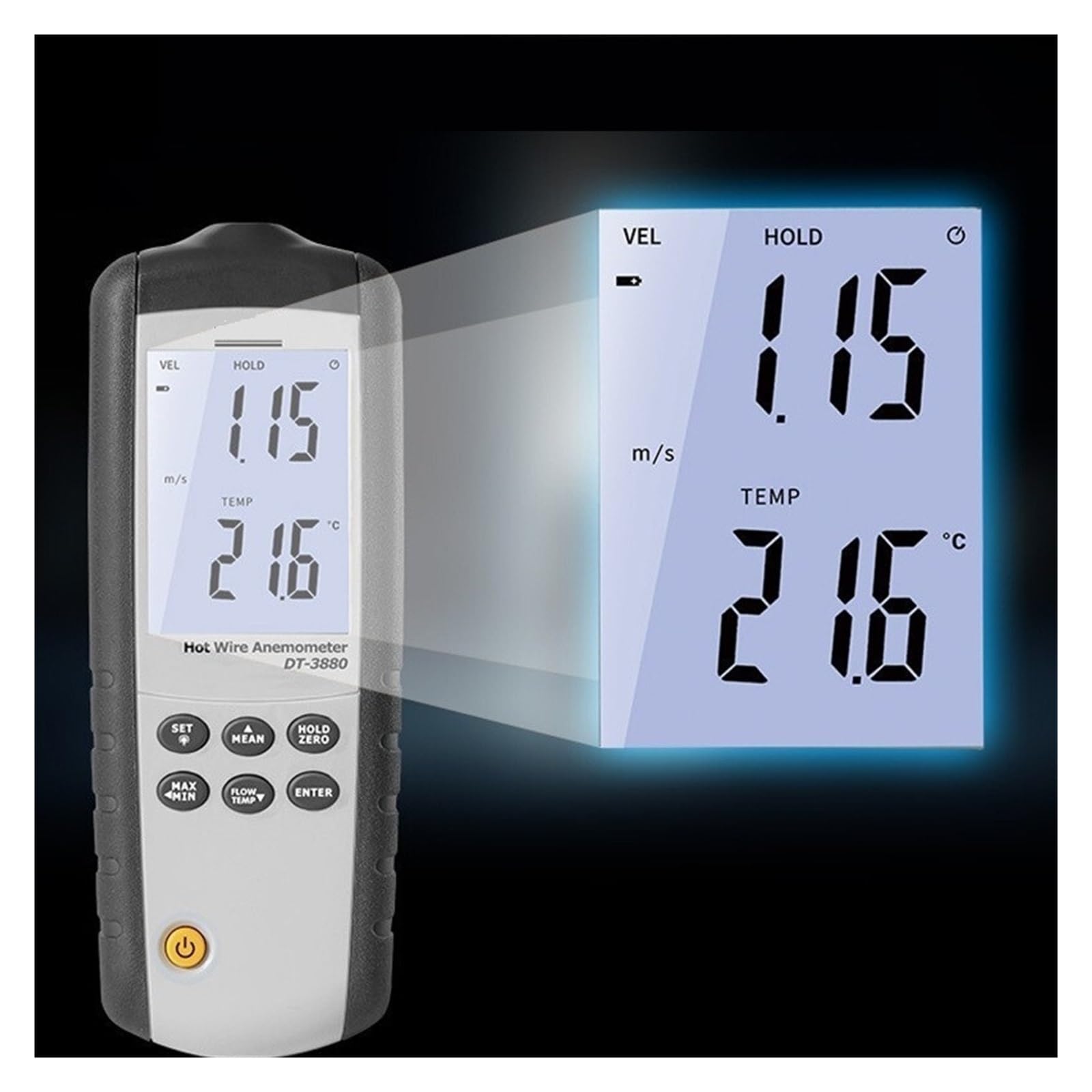 Probador De Volumen De Aire De Temperatura del Viento De Velocidad del Viento De Alta Precisión De Mano Industrial De Anemómetro Térmico Operación fácil