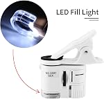 Mini Mobile Phone Clip Microscope, 9595W 60X UV LED Light ABS Acrylic Optical Lenses Mini Magnifying Glass for Lighting Repairs Crafting and Other Auxiliary Tools