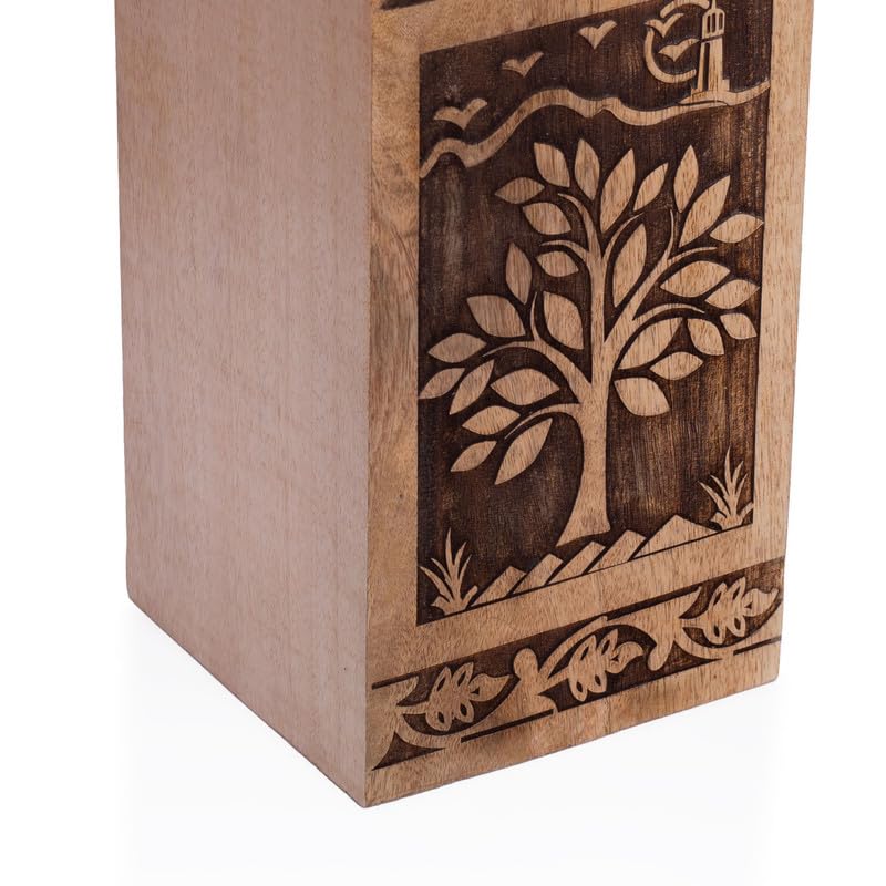 The Great Indian Bazaar Beautifully Hand Engraved Wooden Urn Box For Human Ashes Funeral Cremation Burial Casket Keepsake Ash Scatter Box Male Female Adult Tree Of Life Décor - Image 4