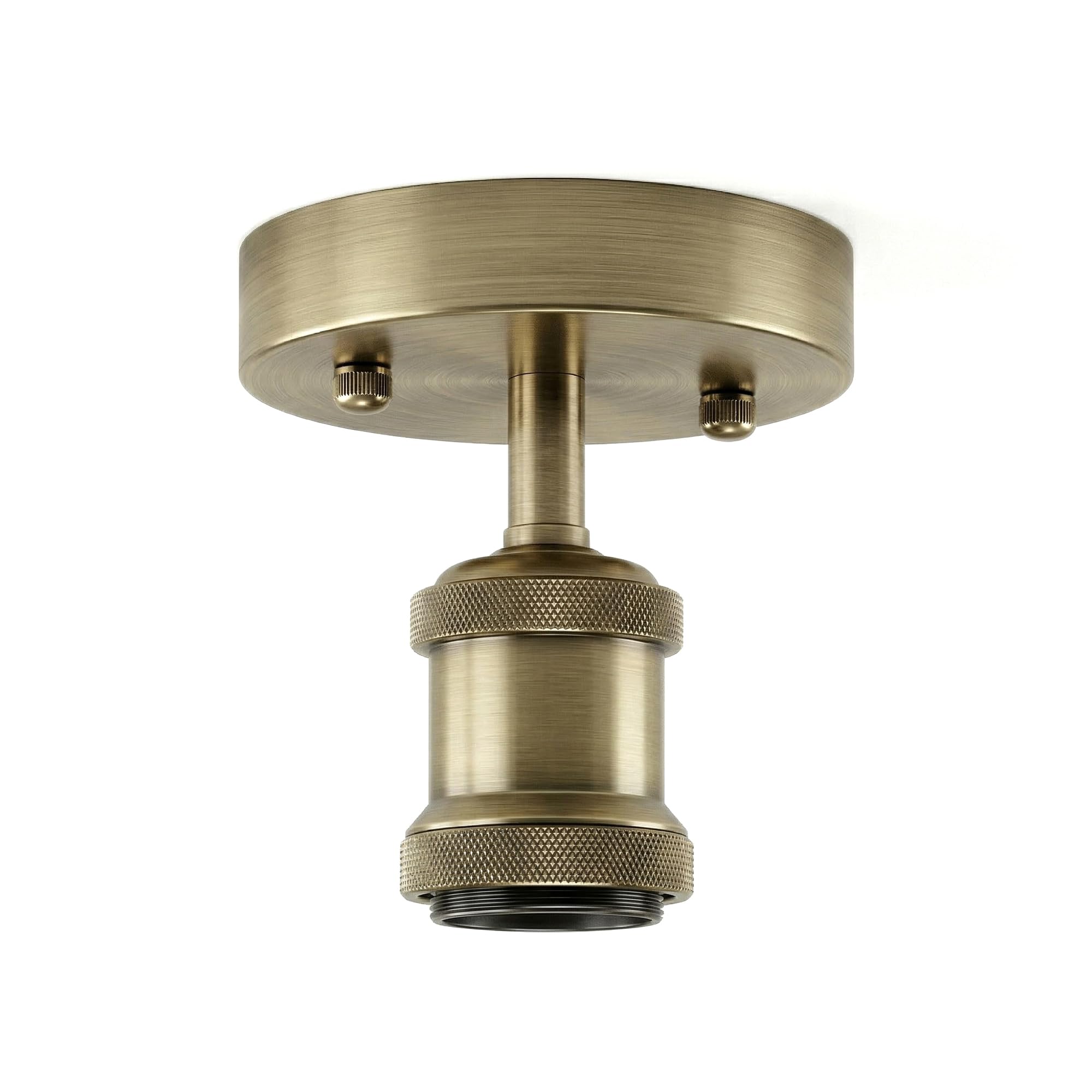 DC Voltage Industrial Semi Flush Mount Ceiling Light Green Brass E27 Lamp Holder Retro Single Head Ceiling Pendant Light Fitting for Living Room Dining Room Kitchen — image 1