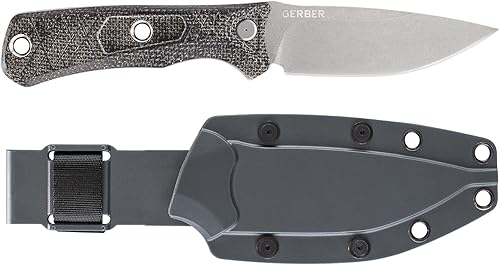 Gerber Gear Convoy - Cuchilla fija + funda, Micarta 1066481, gris