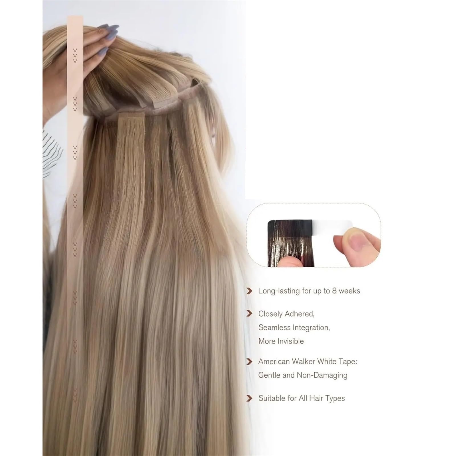 lungo Nastro nelle estensioni dei capelli Capelli umani brasiliani 12-24 pollici(4-14-60,20 PCS_16INCHES)